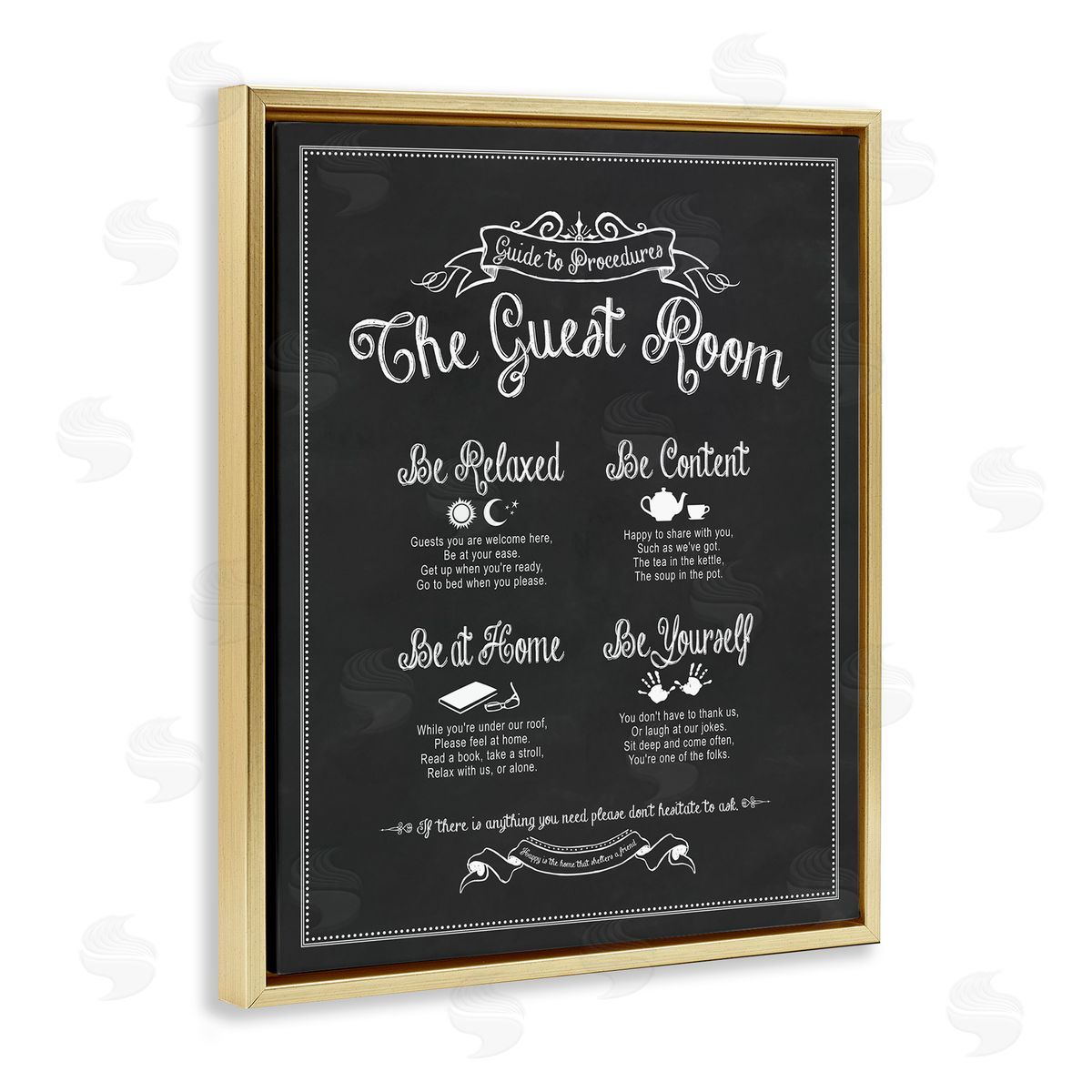 The Guest Room Guide Gold Floating Frame Canvas Wall Art, Home Decor by Lettered and Lined