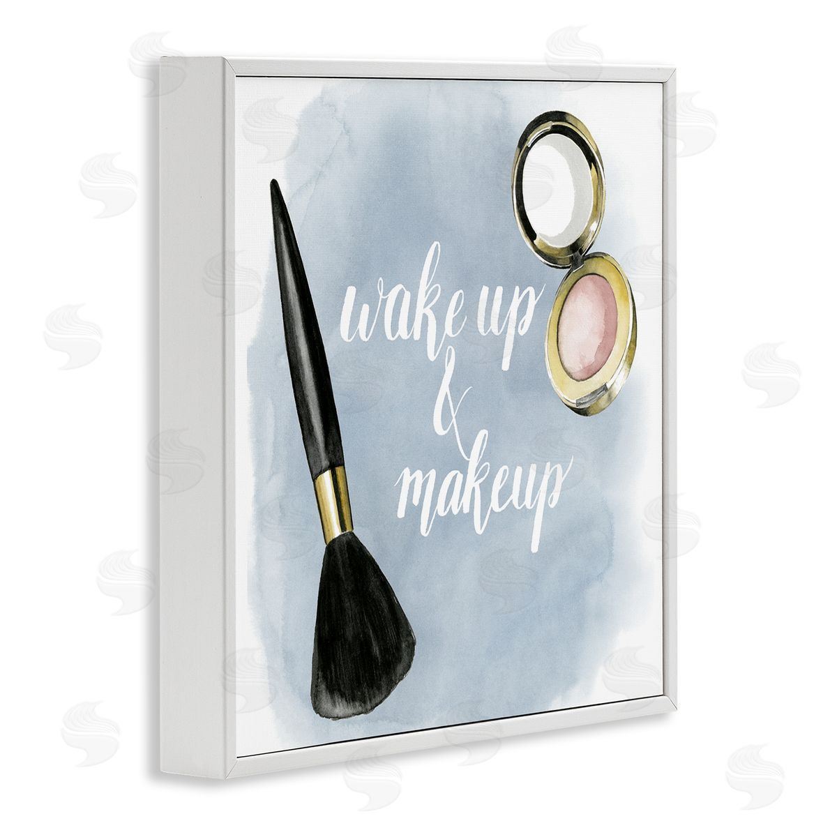 Watercolor Wake Up & Make Up White Frame Print Wall Art, Home Decor by Grace Popp