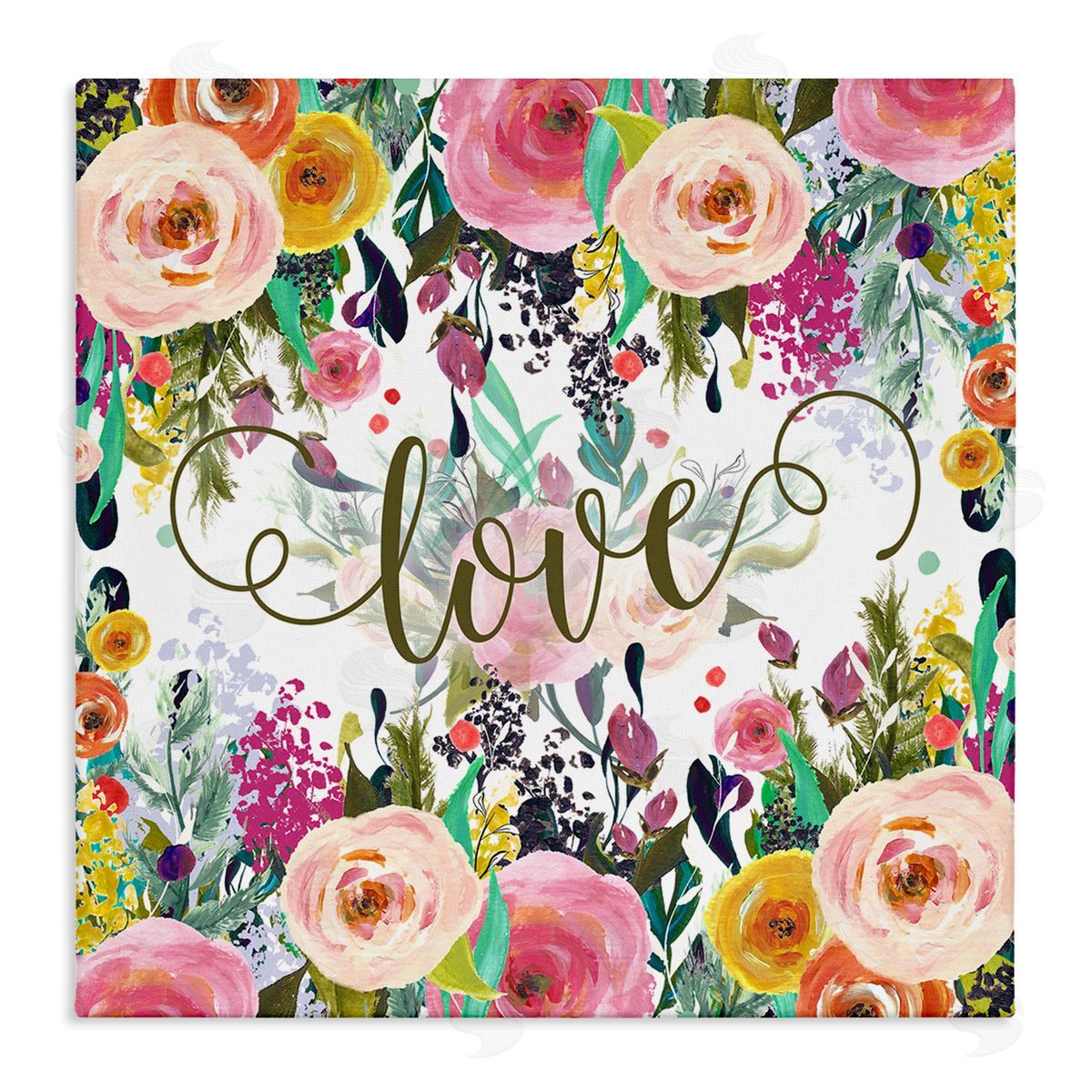 Elegant Love Floral Pattern Canvas Wall Art, Home Decor by Tara Moss