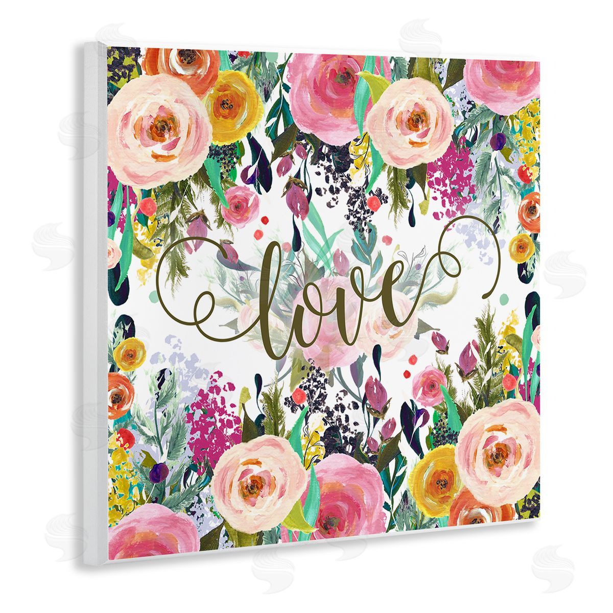 Elegant Love Floral Pattern Wood Plaque Wall Art, Home Decor by Tara Moss