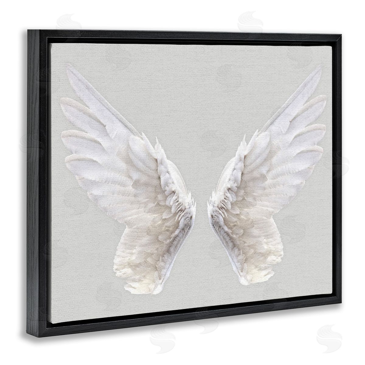 Angel Wings on Grey Black Floating Frame Canvas Wall Art, Home Decor by Stupell Studio