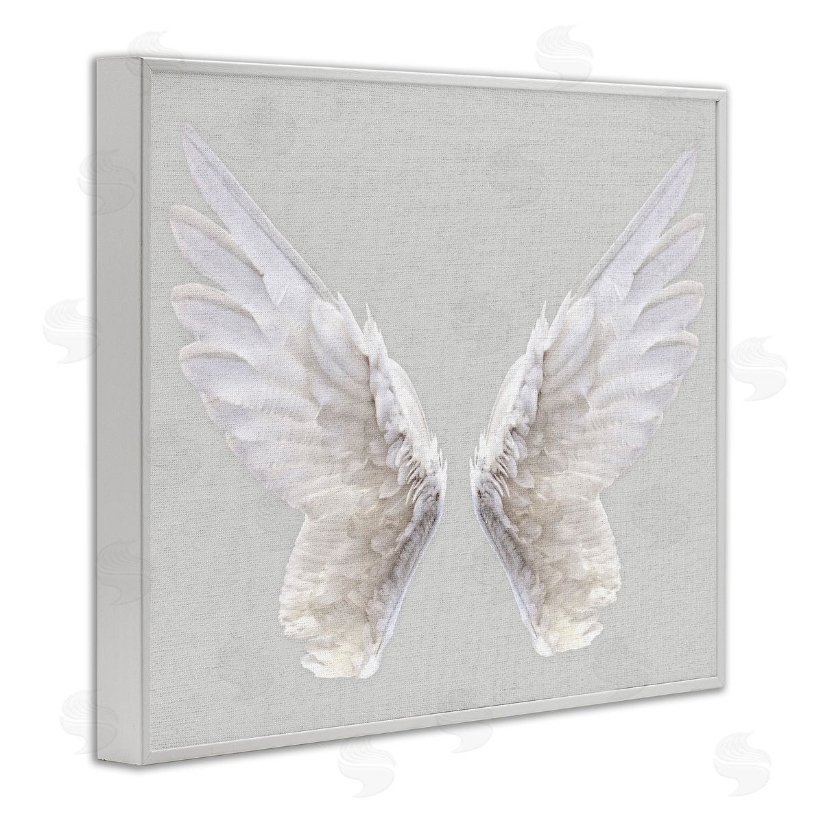 Angel Wings on Grey White Frame Print Wall Art, Home Decor by Stupell Studio