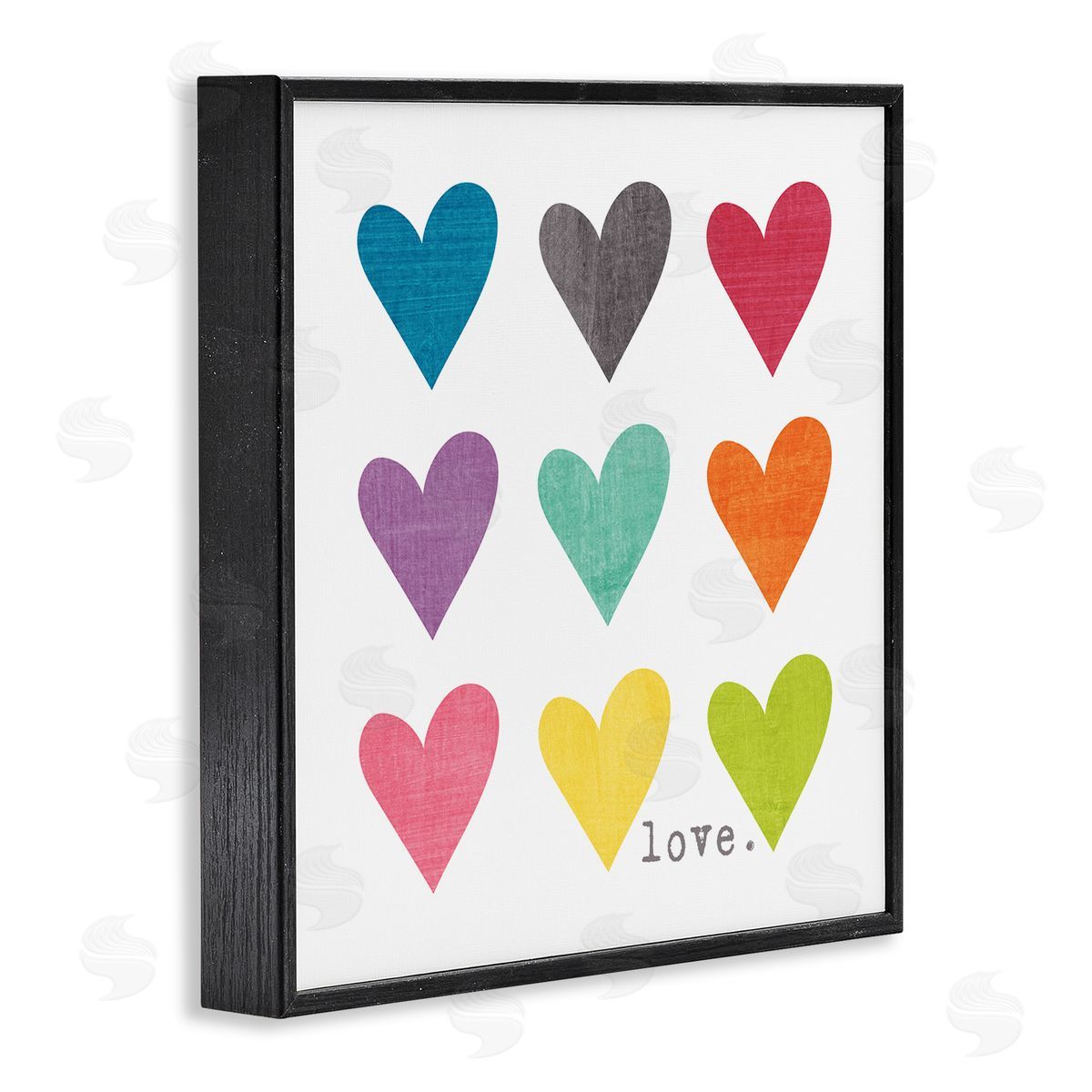 Alternating Patterned Hearts Black Frame Print Wall Art, Home Decor by Alli Rogosich