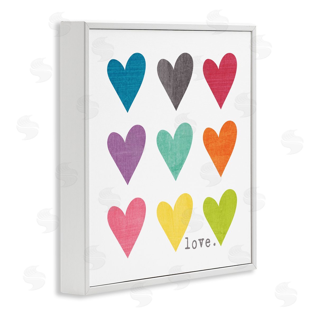 Alternating Patterned Hearts White Frame Print Wall Art, Home Decor by Alli Rogosich