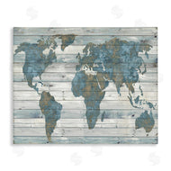 Jamie MacDowell | Slate Blue & Tan World Map