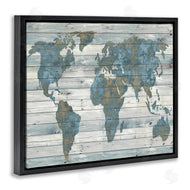 Jamie MacDowell | Slate Blue & Tan World Map