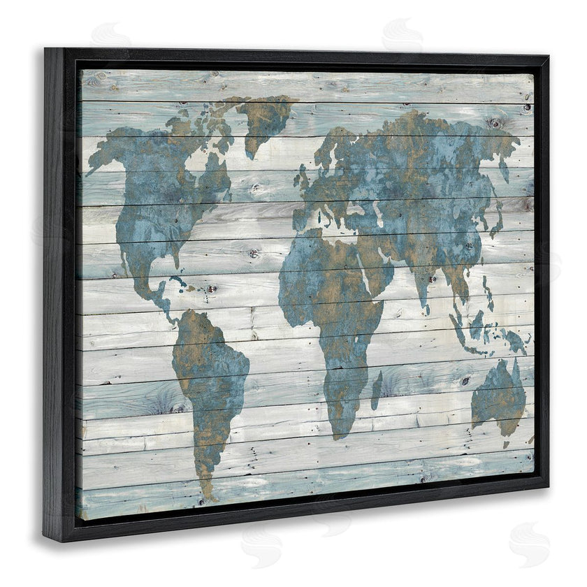 Jamie MacDowell | Slate Blue & Tan World Map