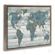 Jamie MacDowell | Slate Blue & Tan World Map