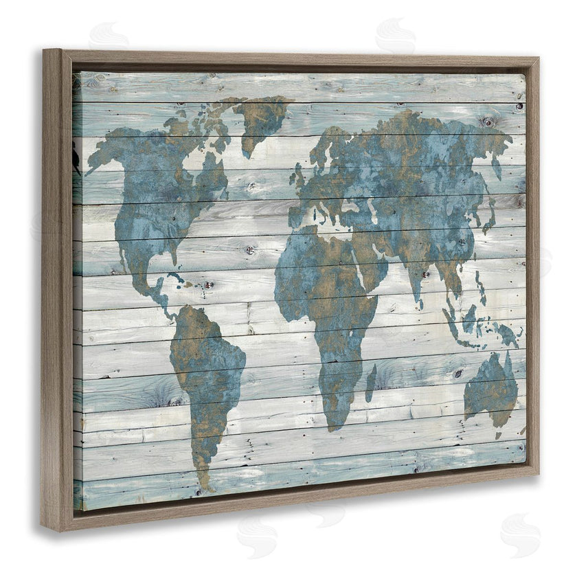 Jamie MacDowell | Slate Blue & Tan World Map