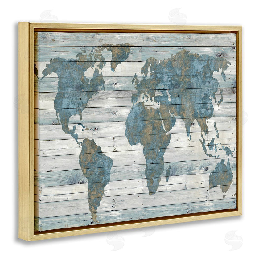 Jamie MacDowell | Slate Blue & Tan World Map
