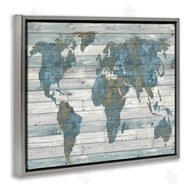 Jamie MacDowell | Slate Blue & Tan World Map