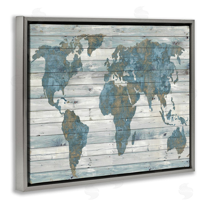 Jamie MacDowell | Slate Blue & Tan World Map