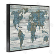 Jamie MacDowell | Slate Blue & Tan World Map