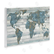 Jamie MacDowell | Slate Blue & Tan World Map