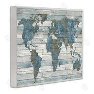 Jamie MacDowell | Slate Blue & Tan World Map
