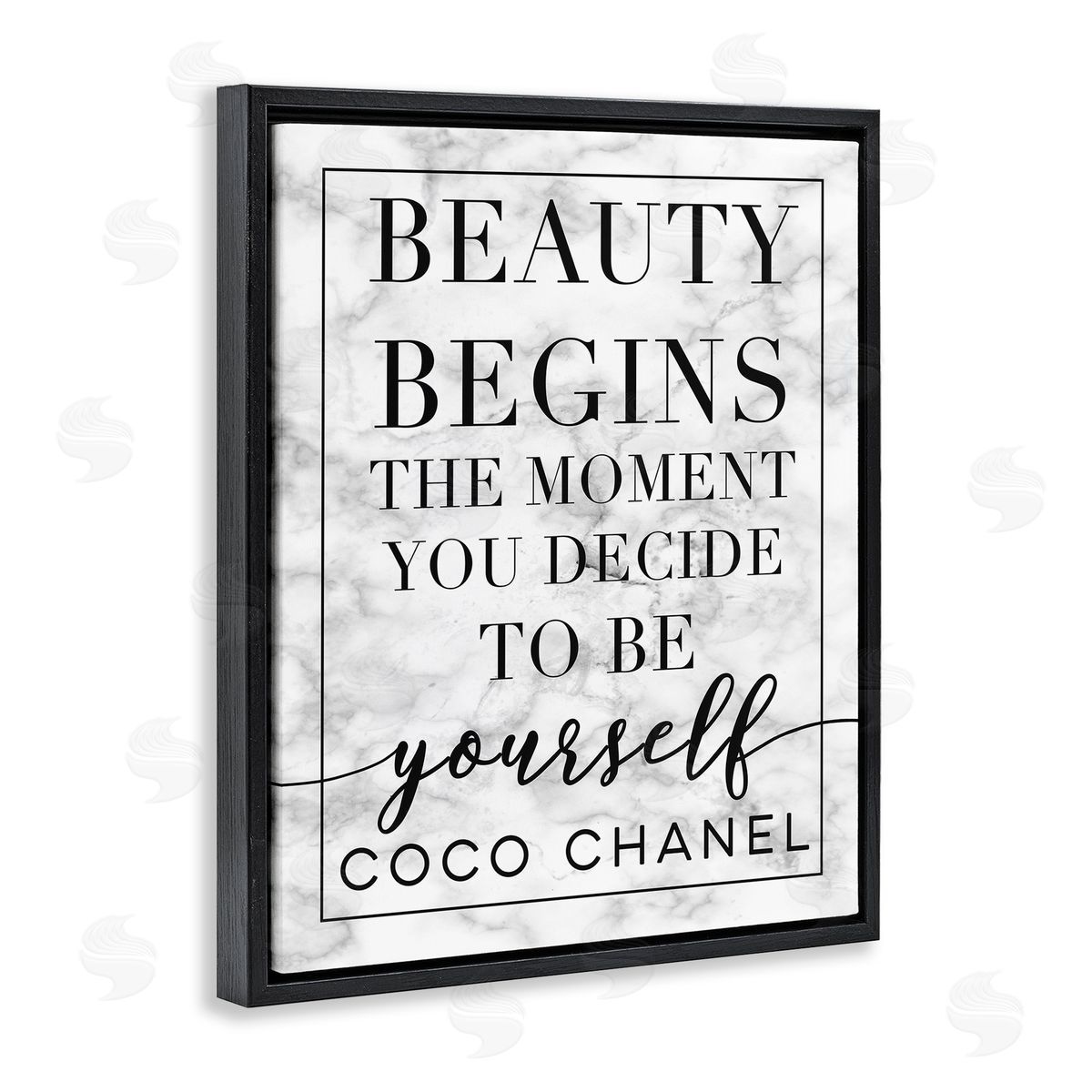 Beauty Begins Inspiring Quote Black Floating Frame Canvas Wall Art, Home Decor by Stupell Studio