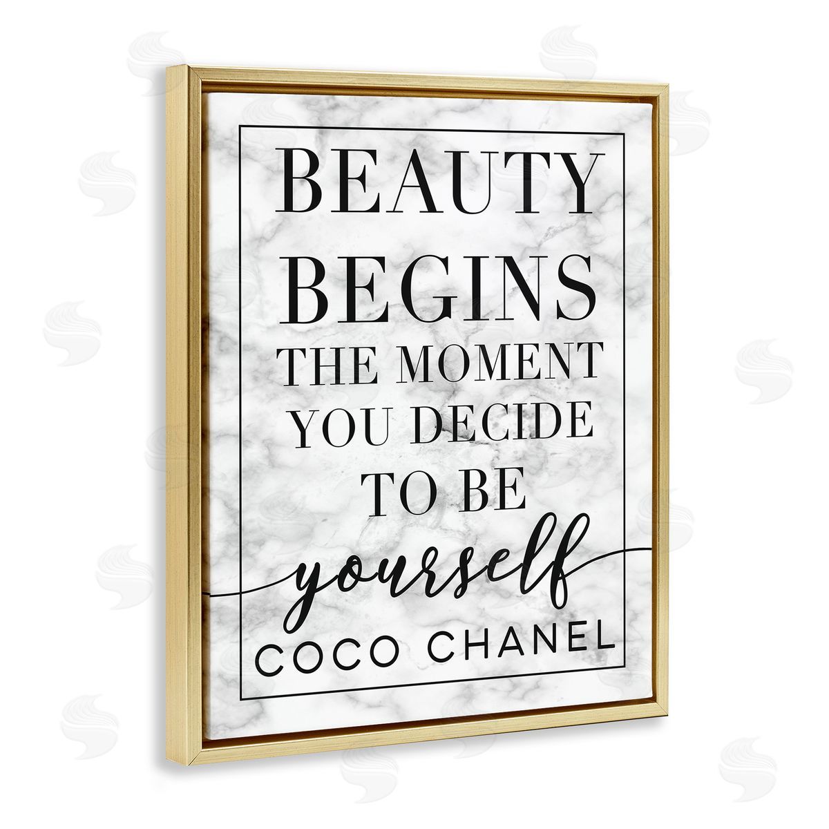 Beauty Begins Inspiring Quote Gold Floating Frame Canvas Wall Art, Home Decor by Stupell Studio