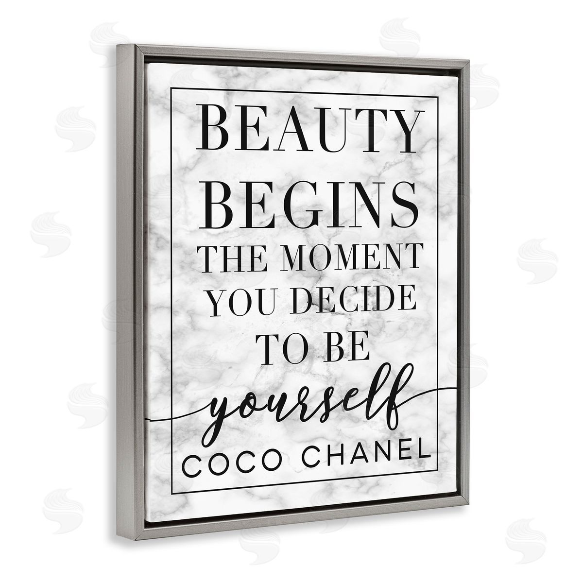 Beauty Begins Inspiring Quote Grey Floating Frame Canvas Wall Art, Home Decor by Stupell Studio
