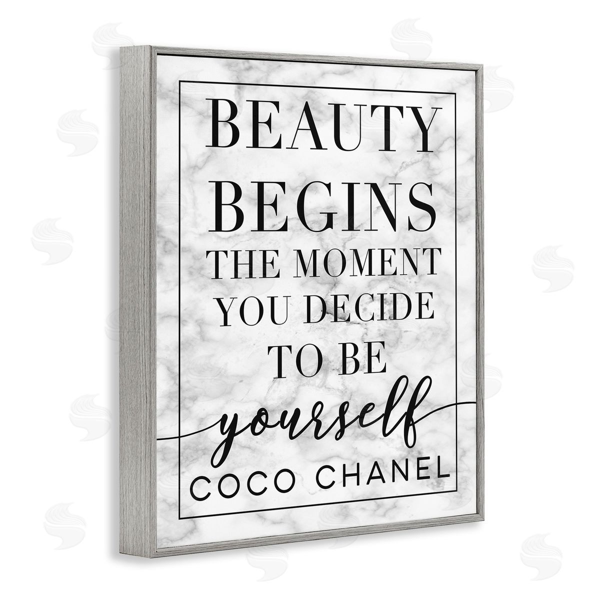 Beauty Begins Inspiring Quote Grey Frame Print Wall Art, Home Decor by Stupell Studio