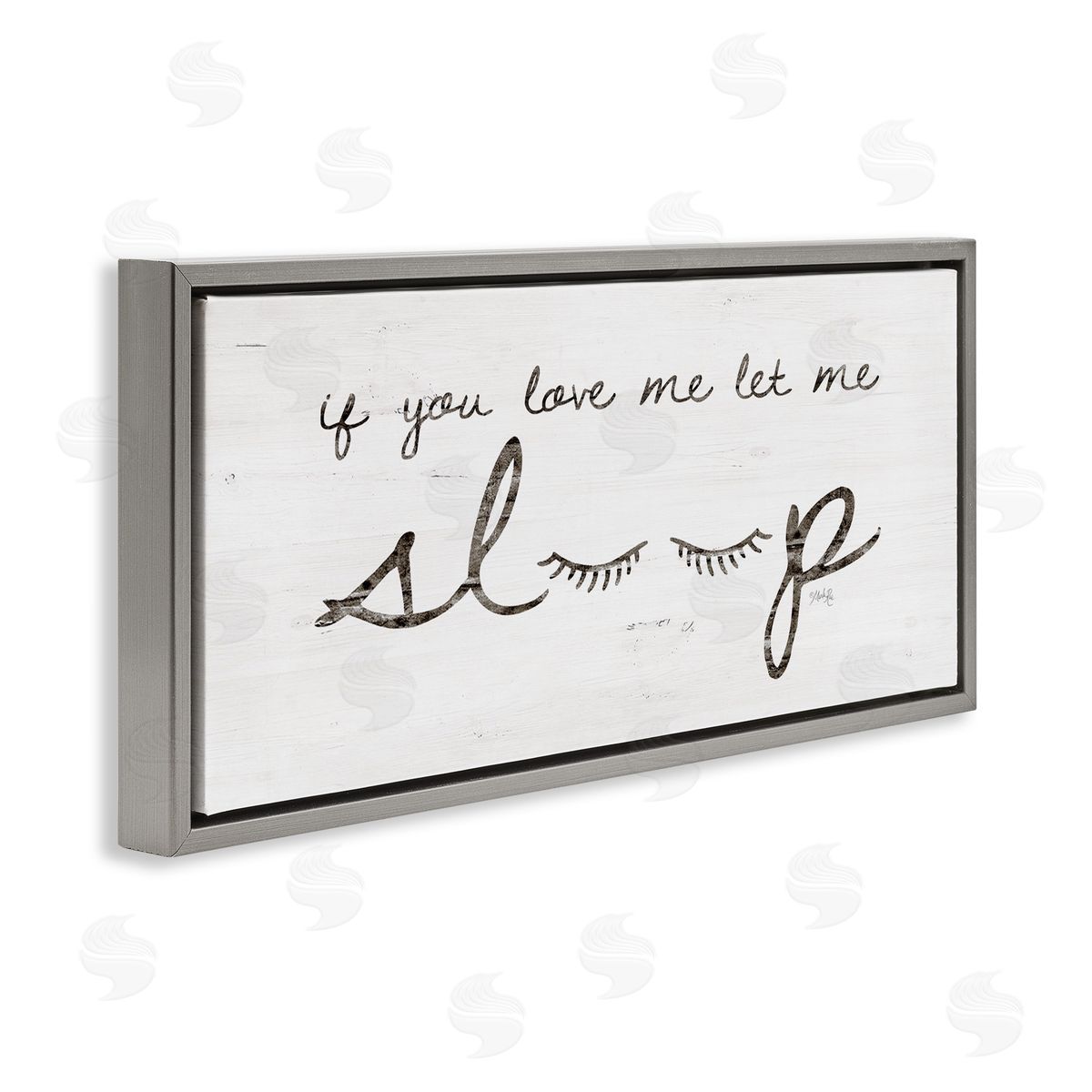 Let Me Sleep Phrase with Eyelashes Grey Floating Frame Canvas Wall Art, Home Decor by Marla Rae