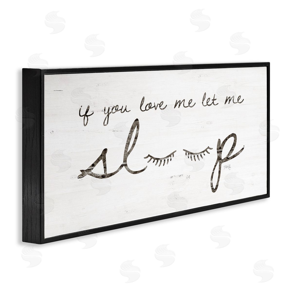 Let Me Sleep Phrase with Eyelashes Black Frame Print Wall Art, Home Decor by Marla Rae