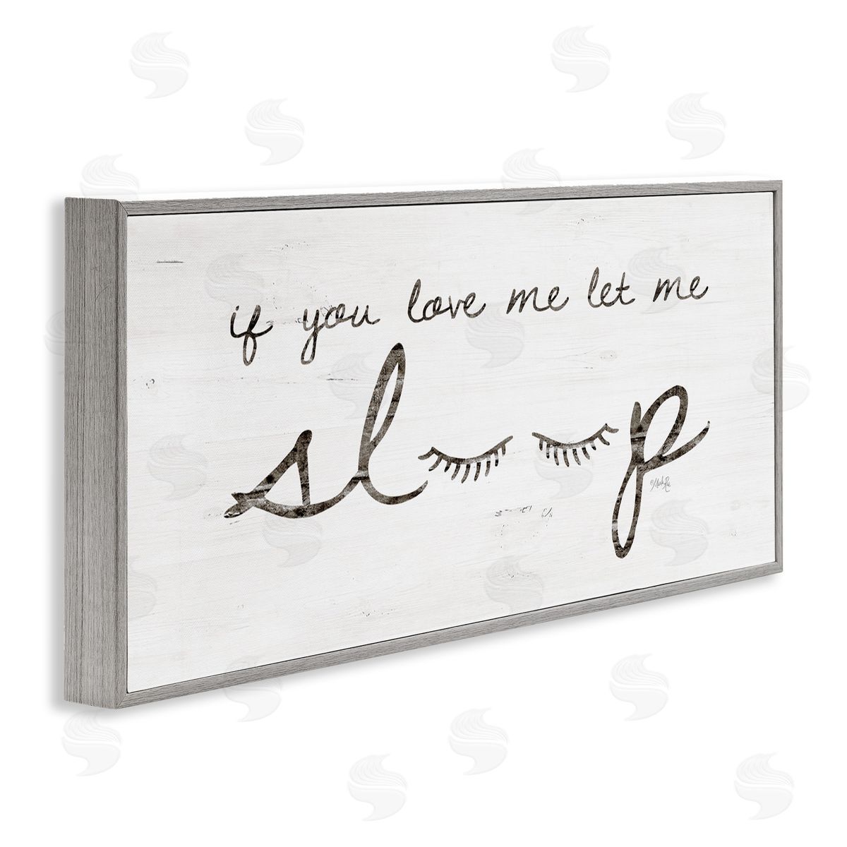Let Me Sleep Phrase with Eyelashes Grey Frame Print Wall Art, Home Decor by Marla Rae