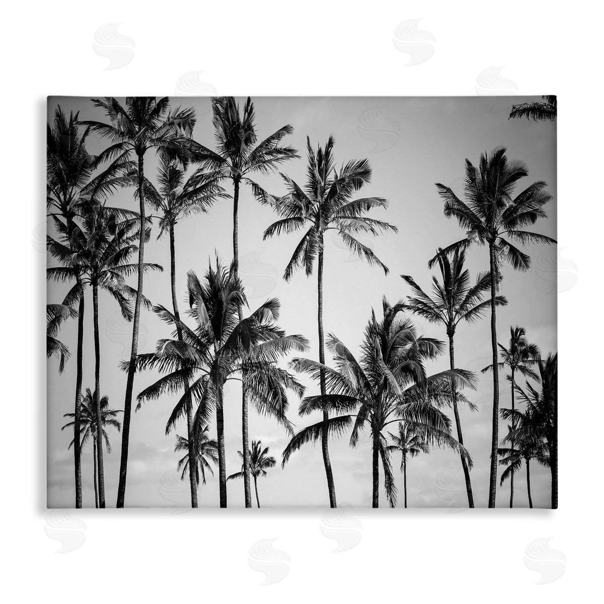 Black & White Palm Trees Skyline Canvas Wall Art, Home Decor by Design Fabrikken