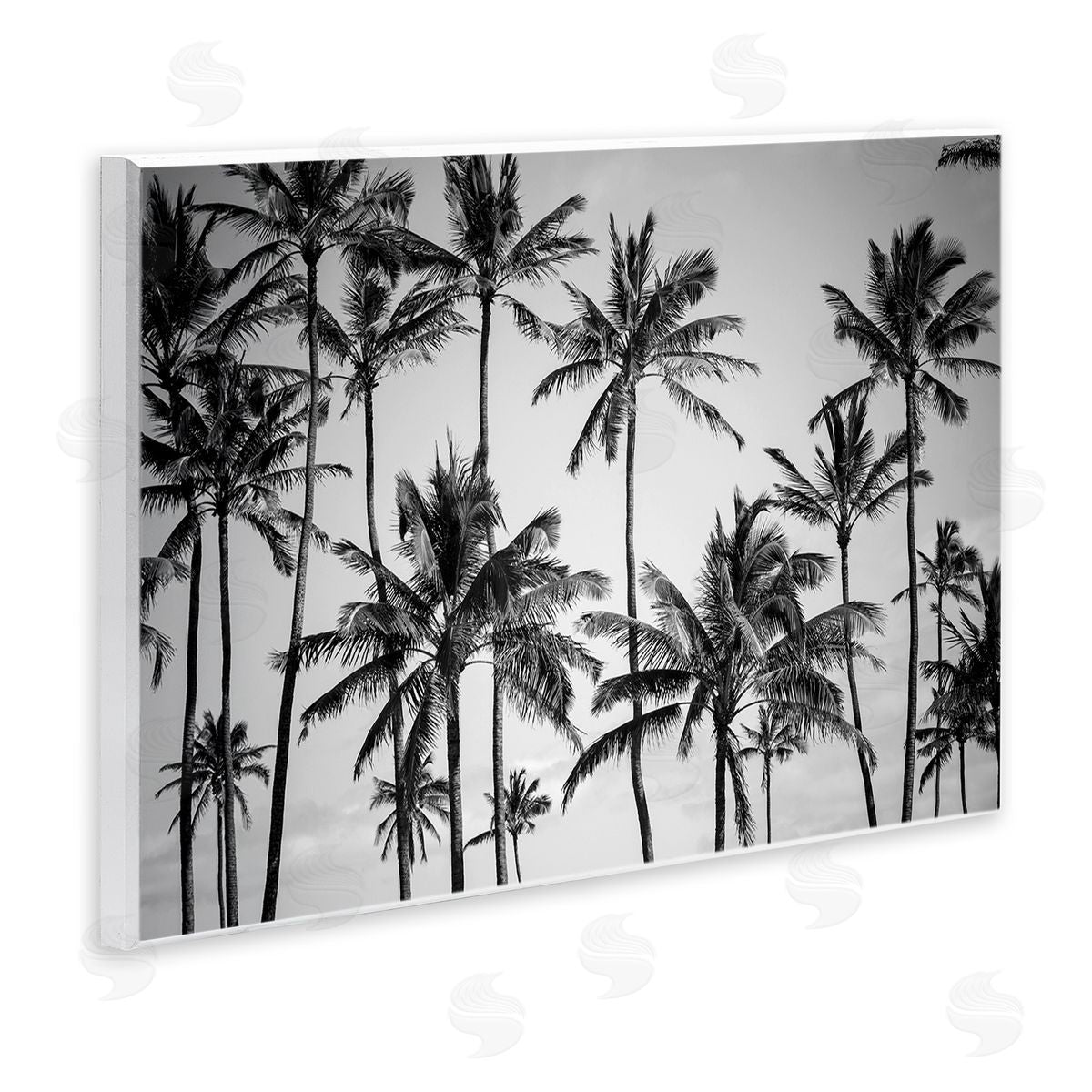 Black & White Palm Trees Skyline Wood Plaque Wall Art, Home Decor by Design Fabrikken