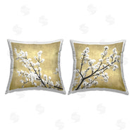 Kate Bennett | White Cherry Blossom Branches Neutral Tan