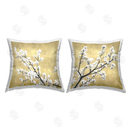 Kate Bennett | White Cherry Blossom Branches Neutral Tan