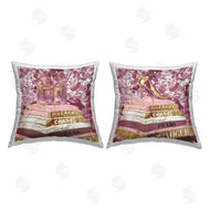 Ziwei Li | Pink Fashion Glam Book Stacks Perfume Heel Printed Pillow