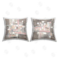 Merri Pattinian | Abstract Checkered Pattern Brown Pink Shapes