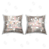 Merri Pattinian | Abstract Checkered Pattern Brown Pink Shapes