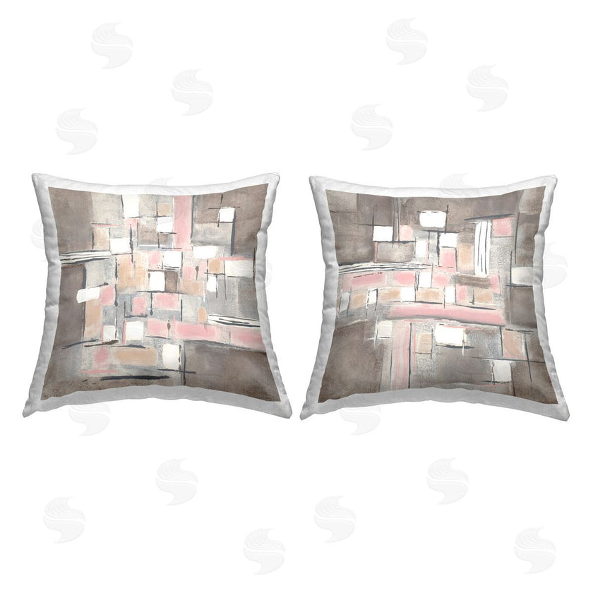 Merri Pattinian | Abstract Checkered Pattern Brown Pink Shapes