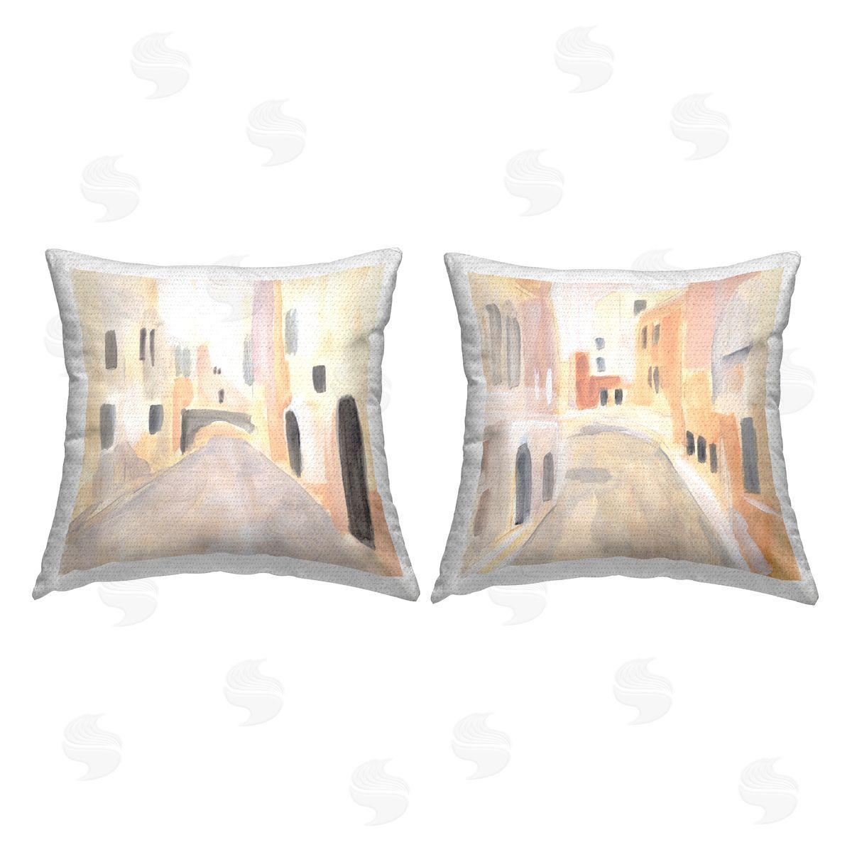 European Alley Architecture Abstract Cityscape Outdoor Printed Pillow, Home Decor by Annie Warren