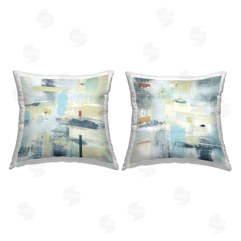 Susan Jill | Modern Blue Beige Abstract Cross Hatch Pattern