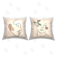JJ Design House LLC | Boho Female Portrait Line Drawing Green Plant