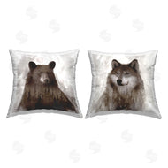 Carol Robinson | Rustic Bear and Wolf Portraits Abstract Forest
