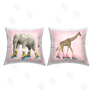 Grace Popp | Elephant and Giraffe Roller Skating Retro Pink