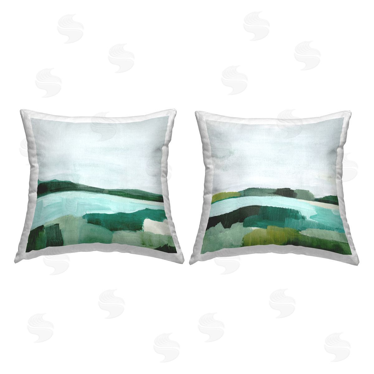 Abstract Country River Flowing Through Grassland Decorative Printed Pillow, Home Decor by Annie Warren