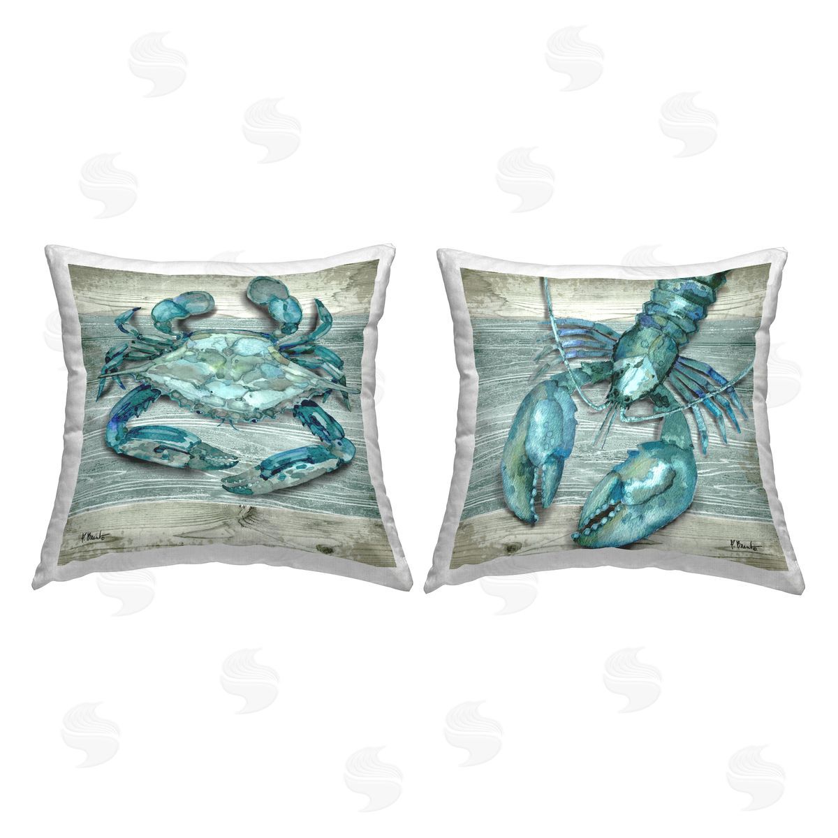 Blue Crab Lobster Marine Sea Life Decorative Printed Pillow, Home Decor by Paul Brent