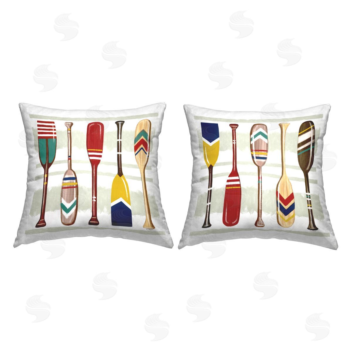 Lake House Oars Various Patterned Boat Paddles Decorative Printed Pillow, Home Decor by Elizabeth Tyndall