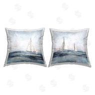 Nina Blue | Tranquil White Sailboats Nautical Ocean Waves