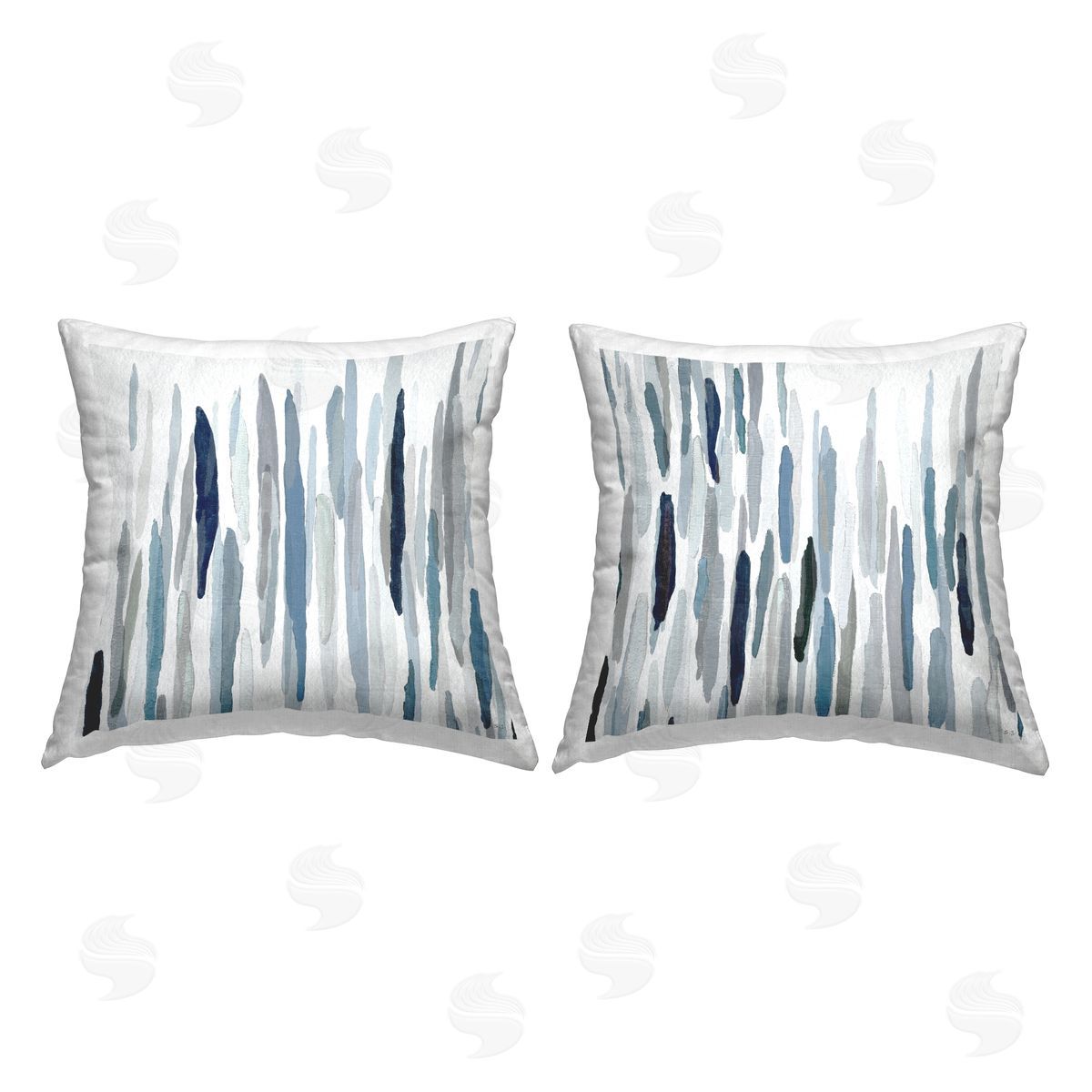 Blue Abstract Rainfall Striped Line Pattern Decorative Printed Pillow, Home Decor by Susan Jill