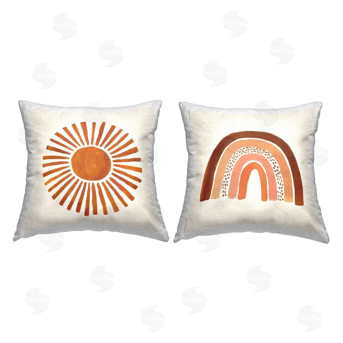 Warm Boho Sun Rainbow Nature Patterns Outdoor Printed Pillow, Home Decor by Heather McLaughlin