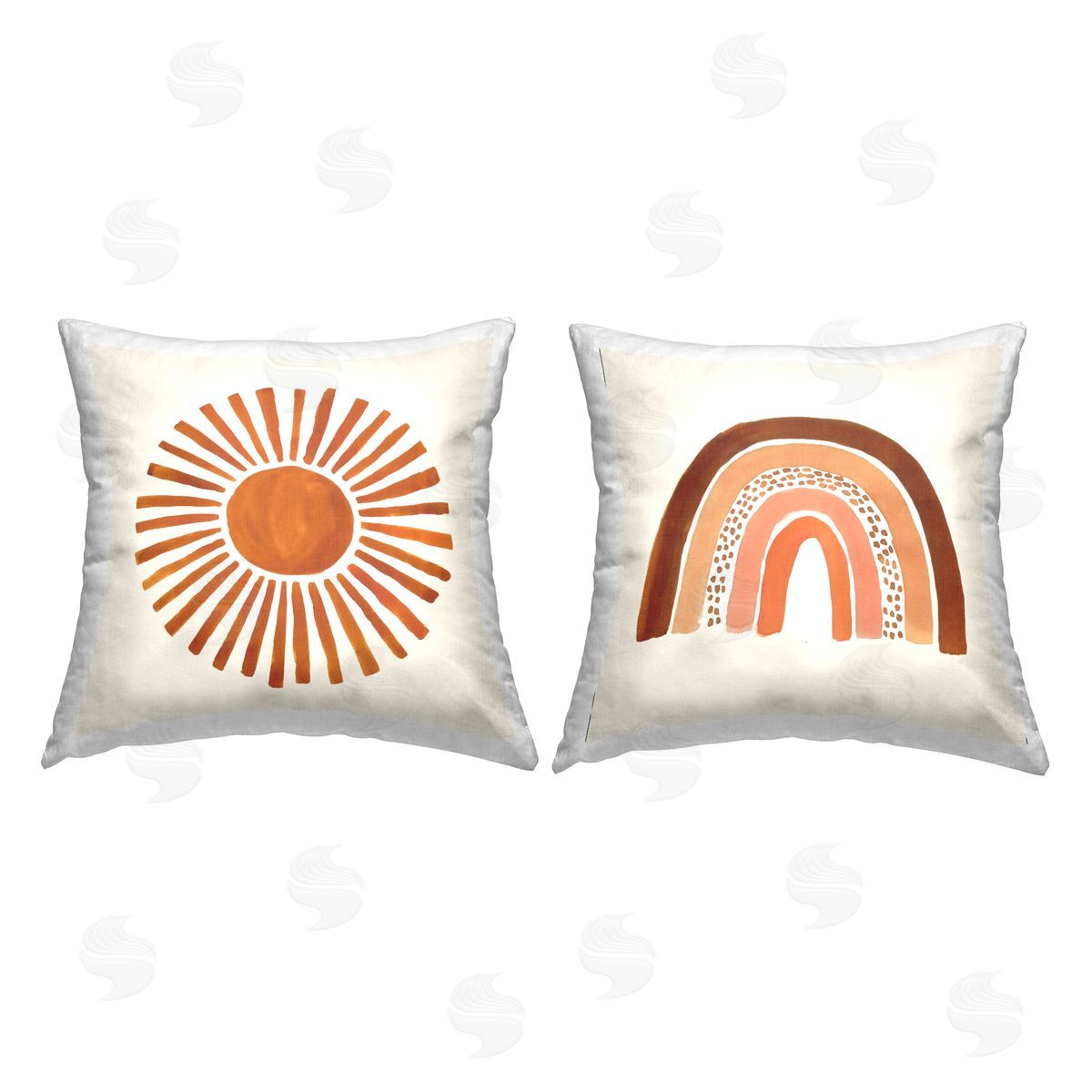 Warm Boho Sun Rainbow Nature Patterns Decorative Printed Pillow, Home Decor by Heather McLaughlin