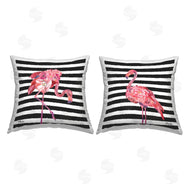 Paul Brent | Bold Striped Tropical Flamingos