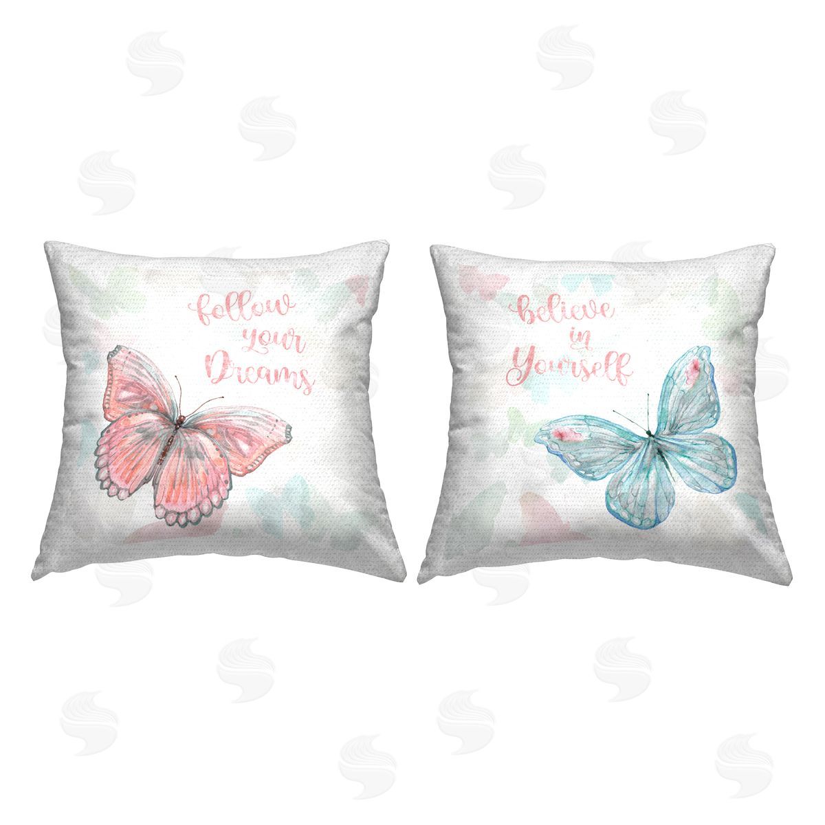 Pastel Uplifting Phrases Butterflies Outdoor Printed Pillow, Home Decor by Carol Robinson