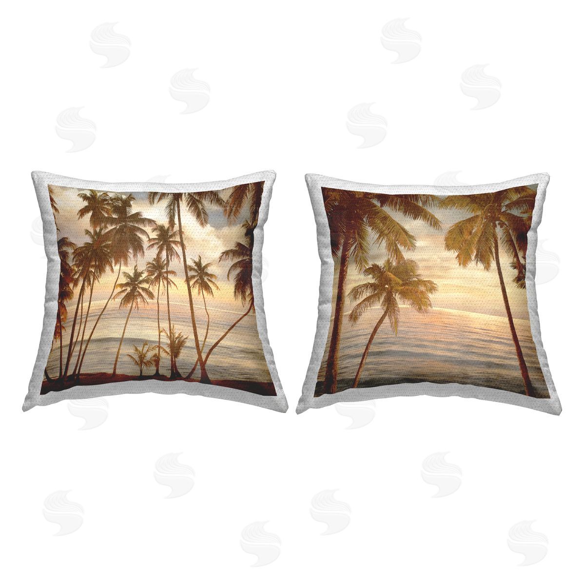 Summer Beach Tropical Sunset Outdoor Printed Pillow, Home Decor by John Seba