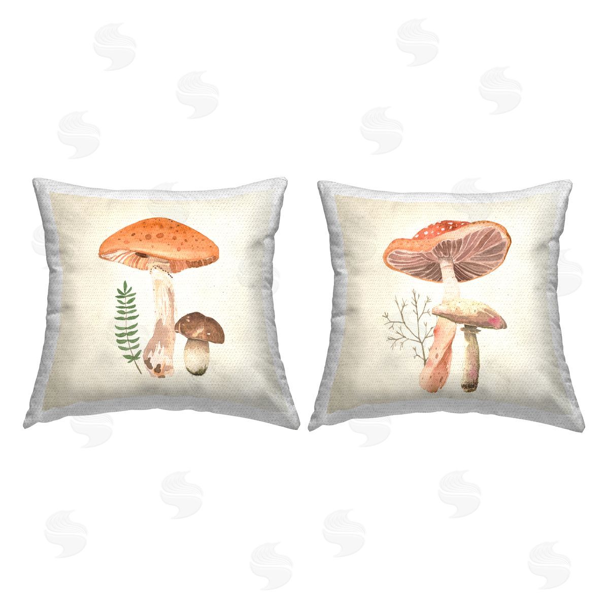 Mushroom Fungi Forest Botanicals Outdoor Printed Pillow, Home Decor by Lucca Sheppard